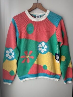 Vintage Knit Sweater Leon Levin Hand Loomed Small NEW